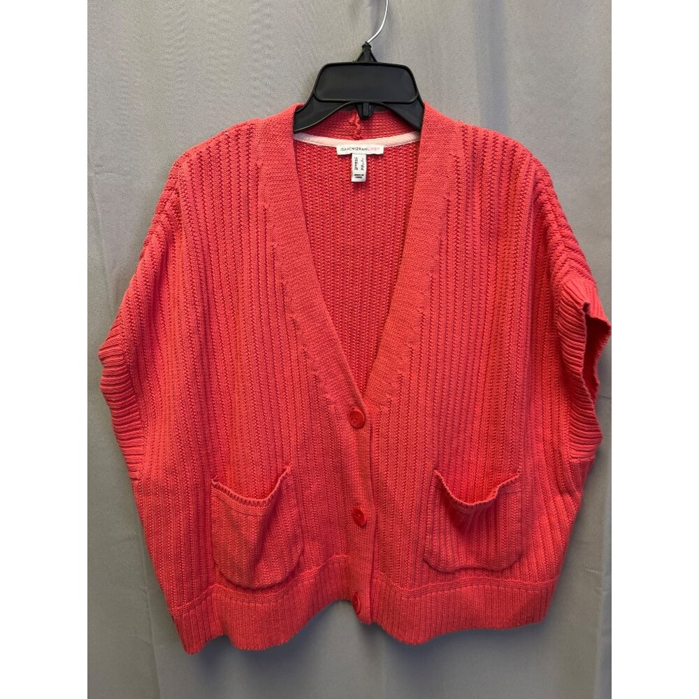 IssacMizrahiLive womens Coral Cropped Knit Cardigan Size L SKU 7061